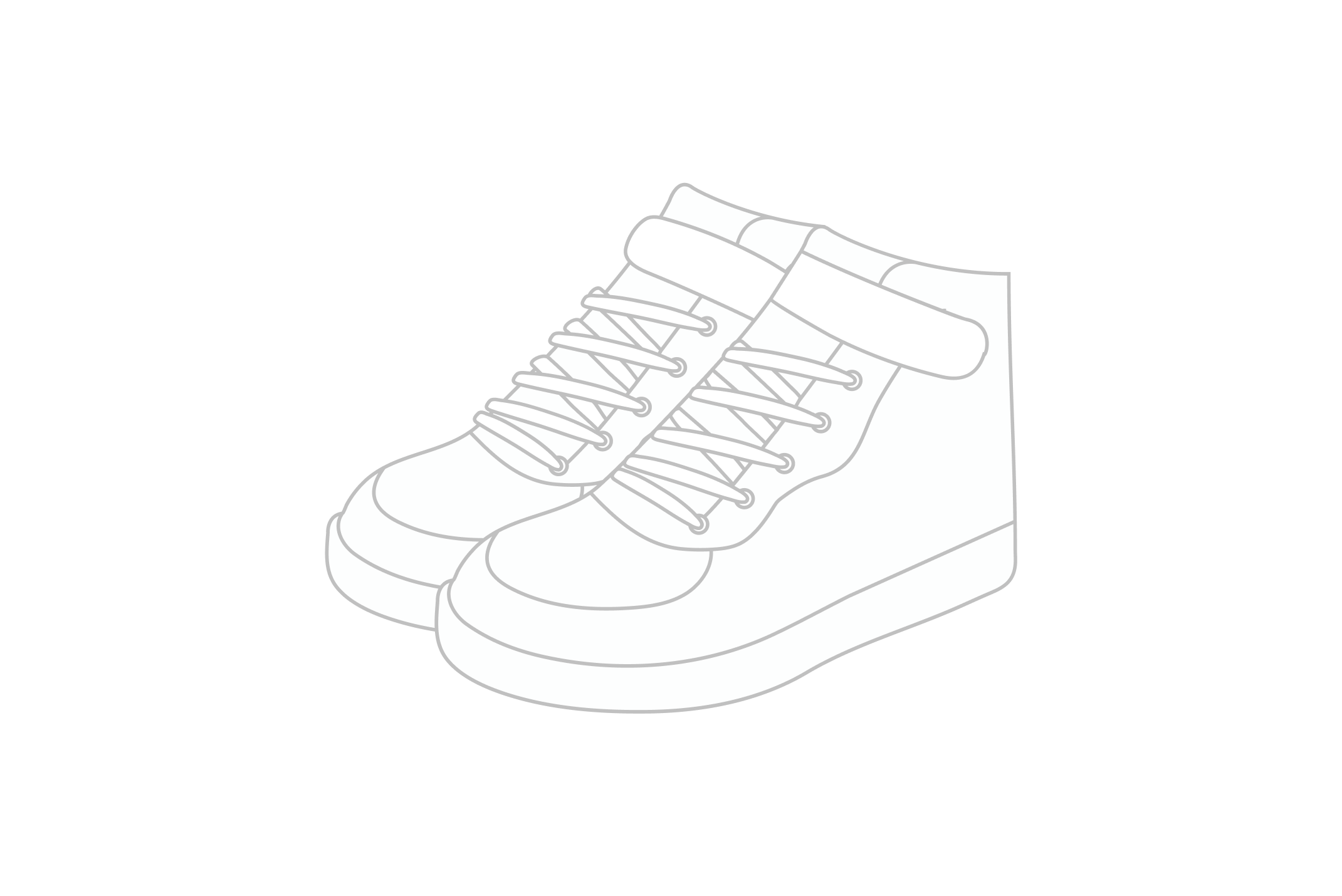 A black outline illustration of a shoe