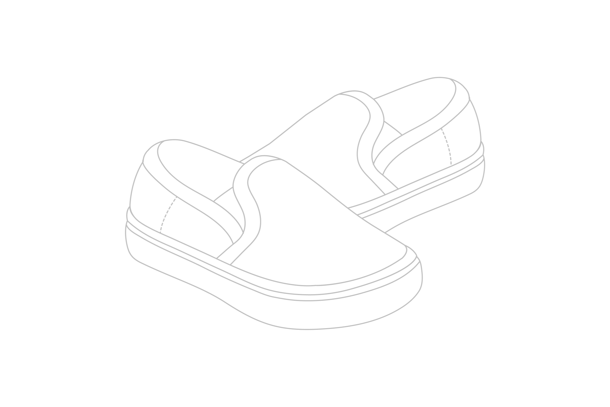 A black outline illustration of a shoe