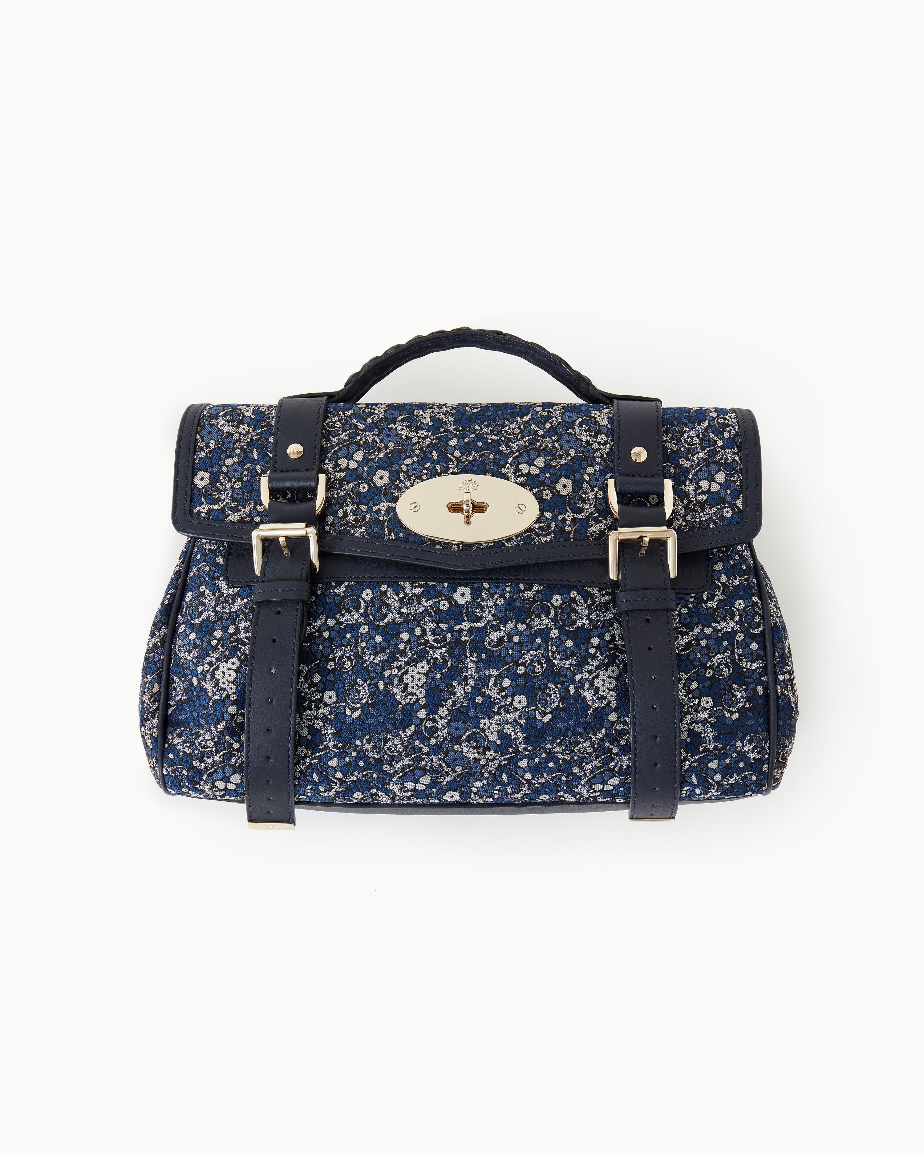Alexa 迷你手提包，海军蓝花朵 Gecko 提花，2013 春夏系列