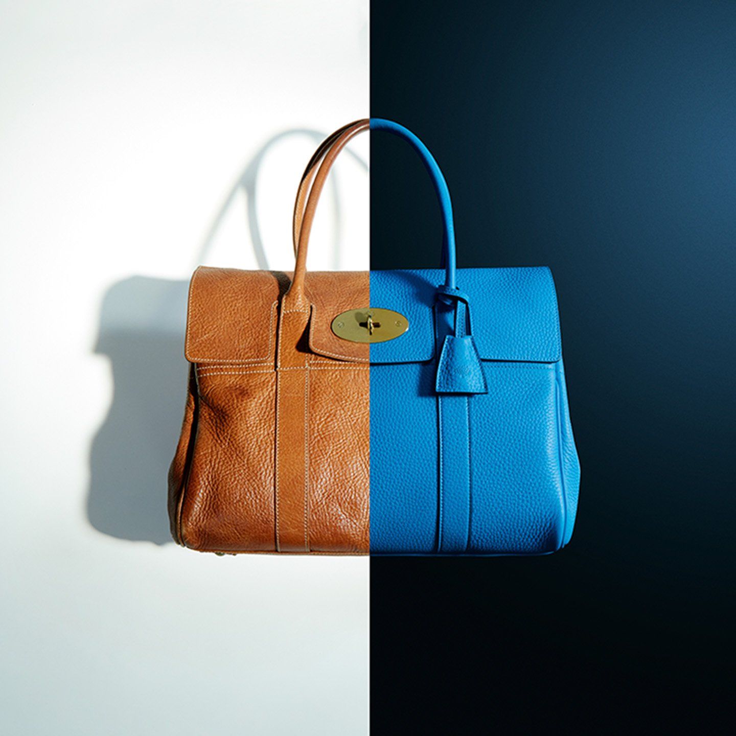 Mulberry Bayswater handbag in brown and blue leather