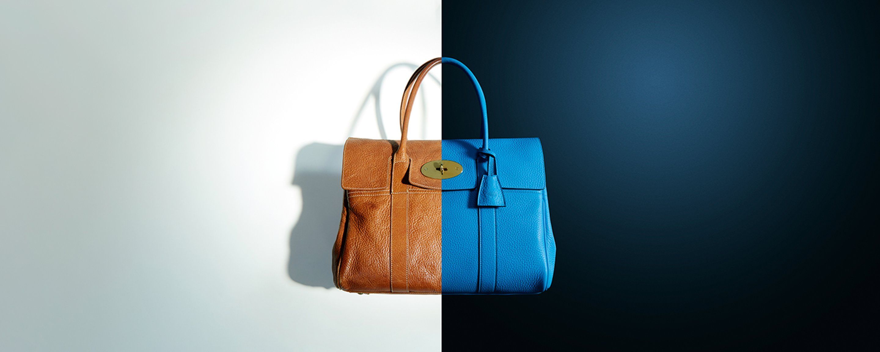 mulberry bayswater bag in half oak half blue