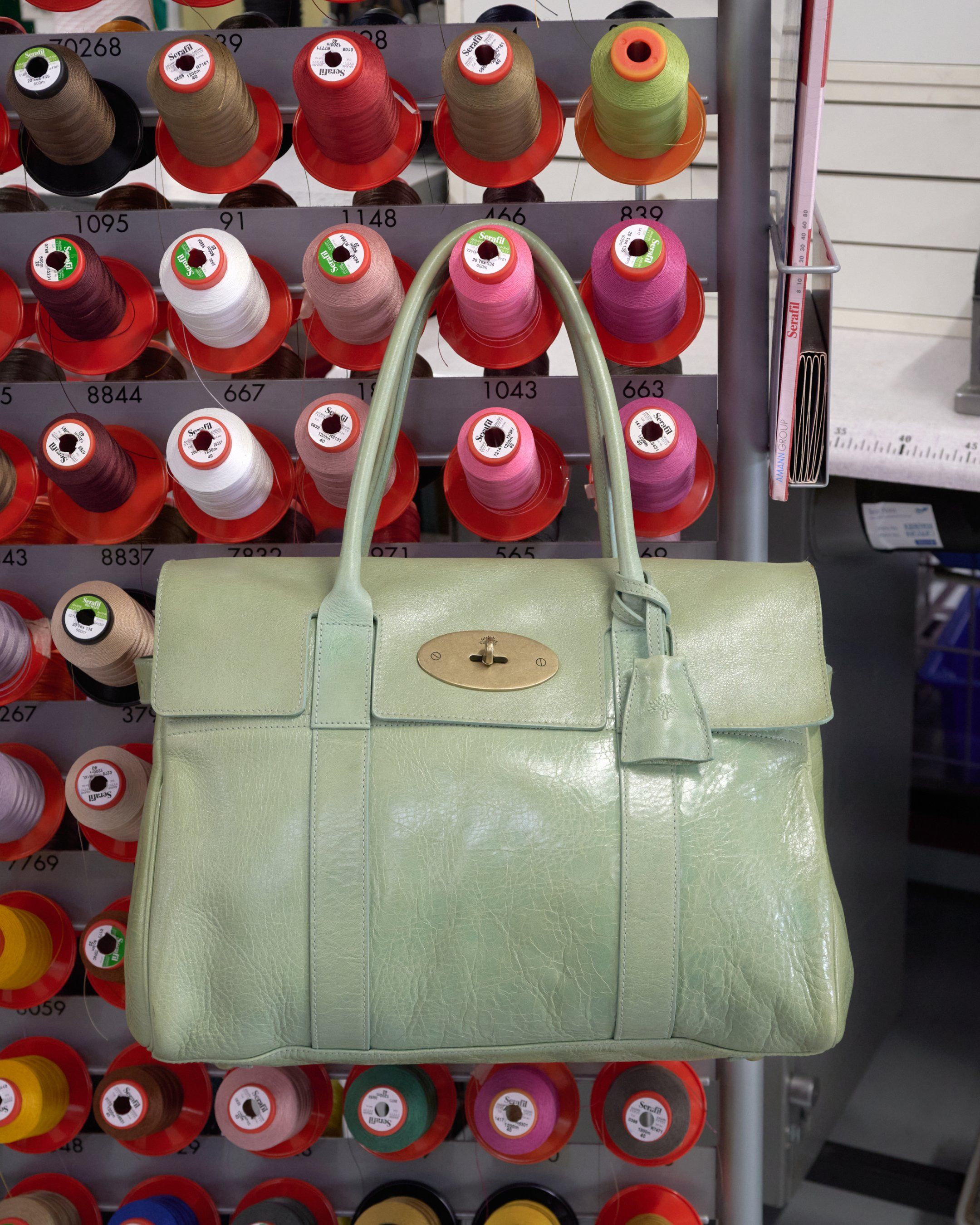 Mulberry preloved Bayswater bag in light green leather
