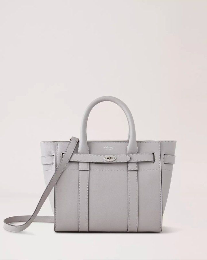 mulberry small zipped bayswater bag in pale grey