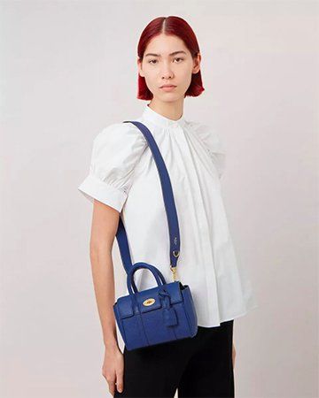 mulberry mini bayswater bag in pigment blue