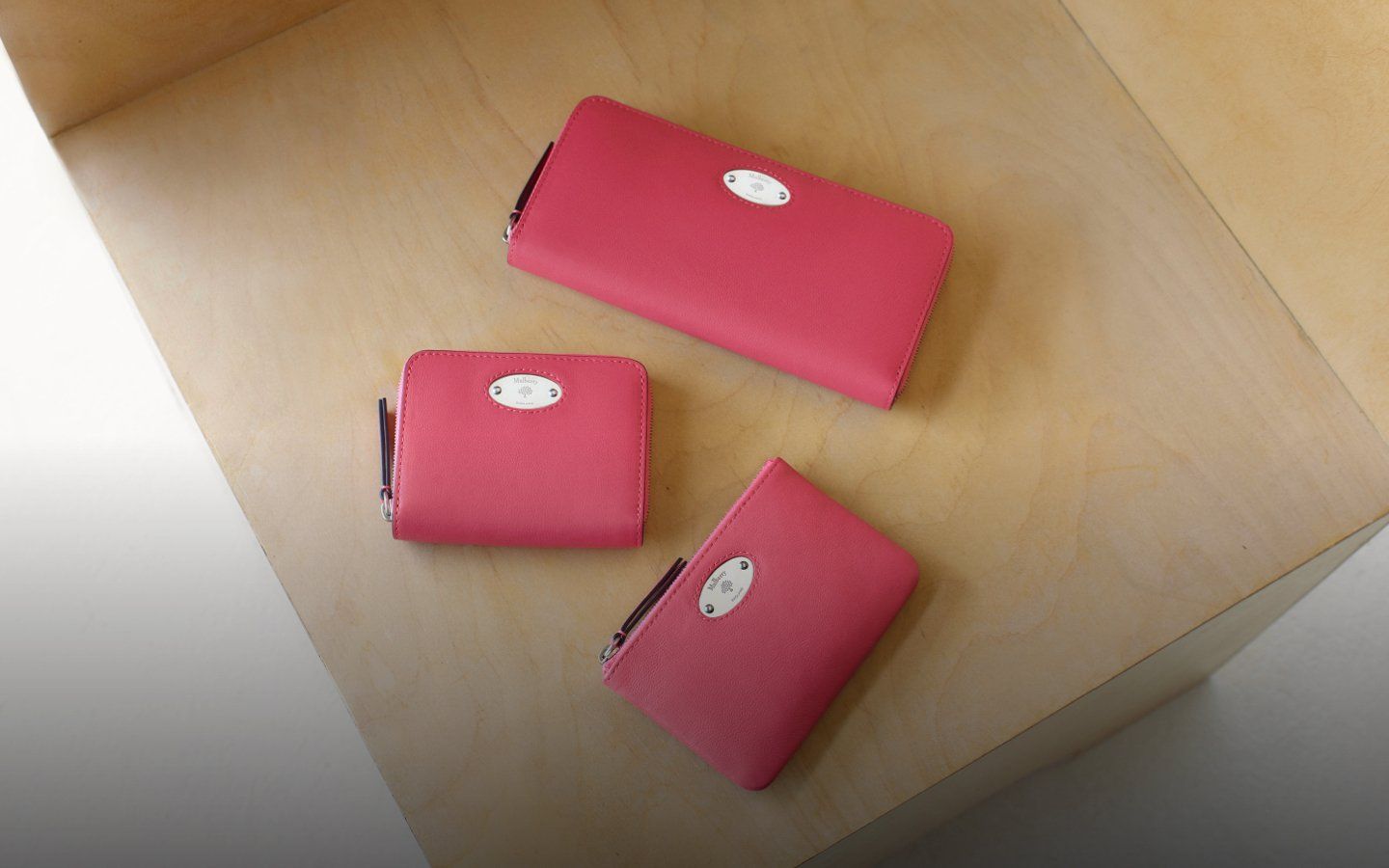 mulberry trio of purses in geranium pink