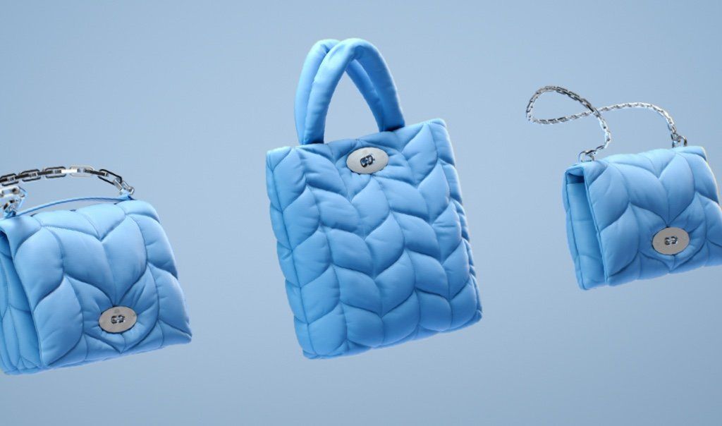 Three Mulberry Softie handbags in blue