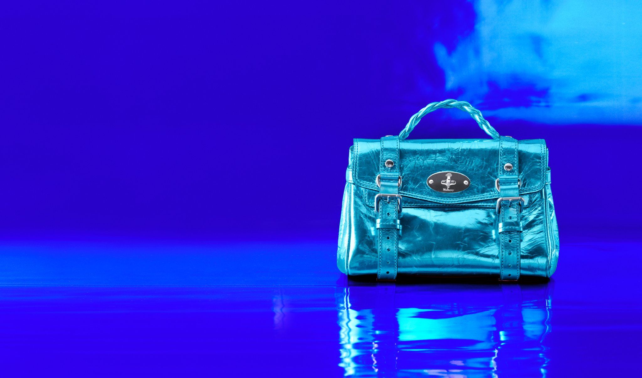 Mulberry Mini Alexa in blauem Metallic-Leder