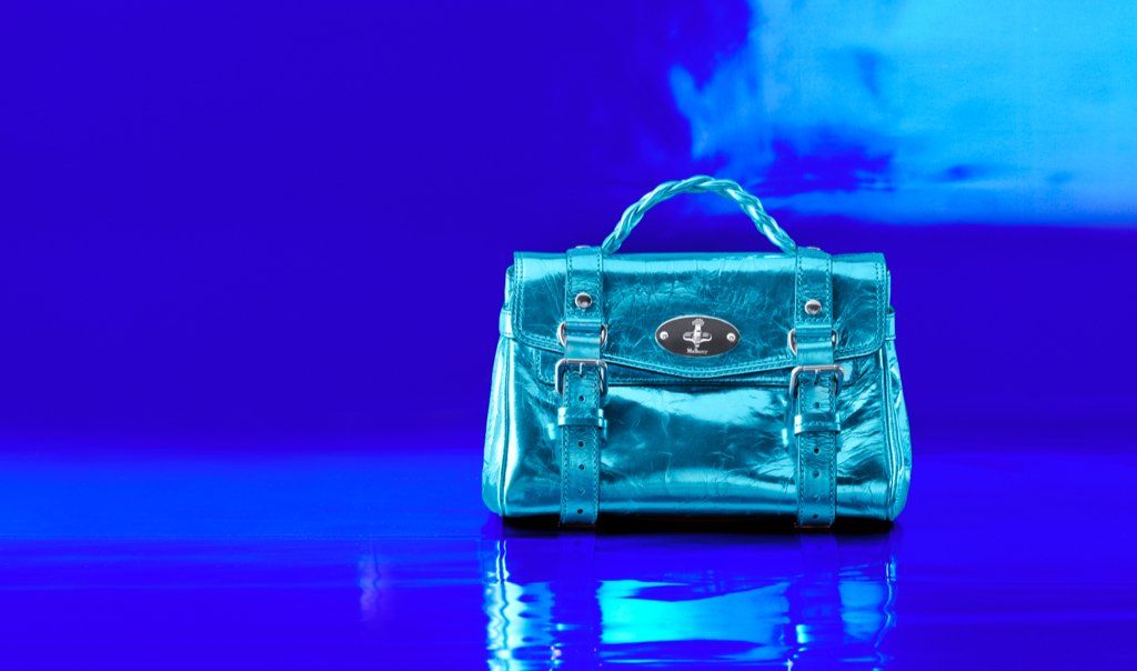 Mulberry Mini Alexa in blue metallic leather