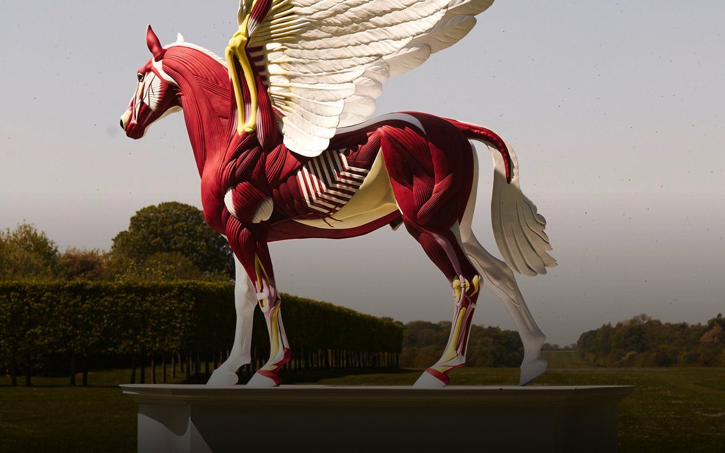 Red horse sculpture