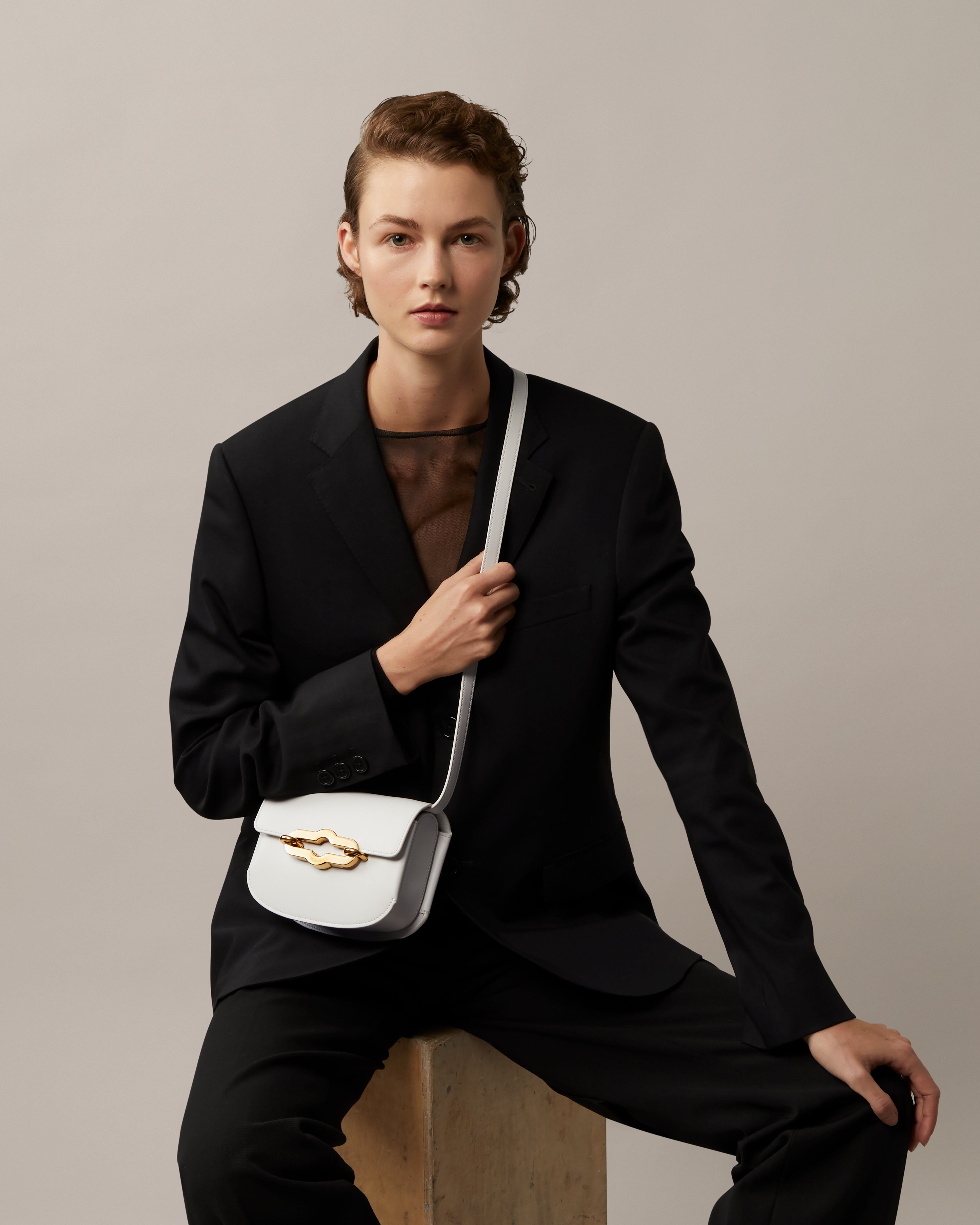 Model with Mulberry Small Pimlico in white leather