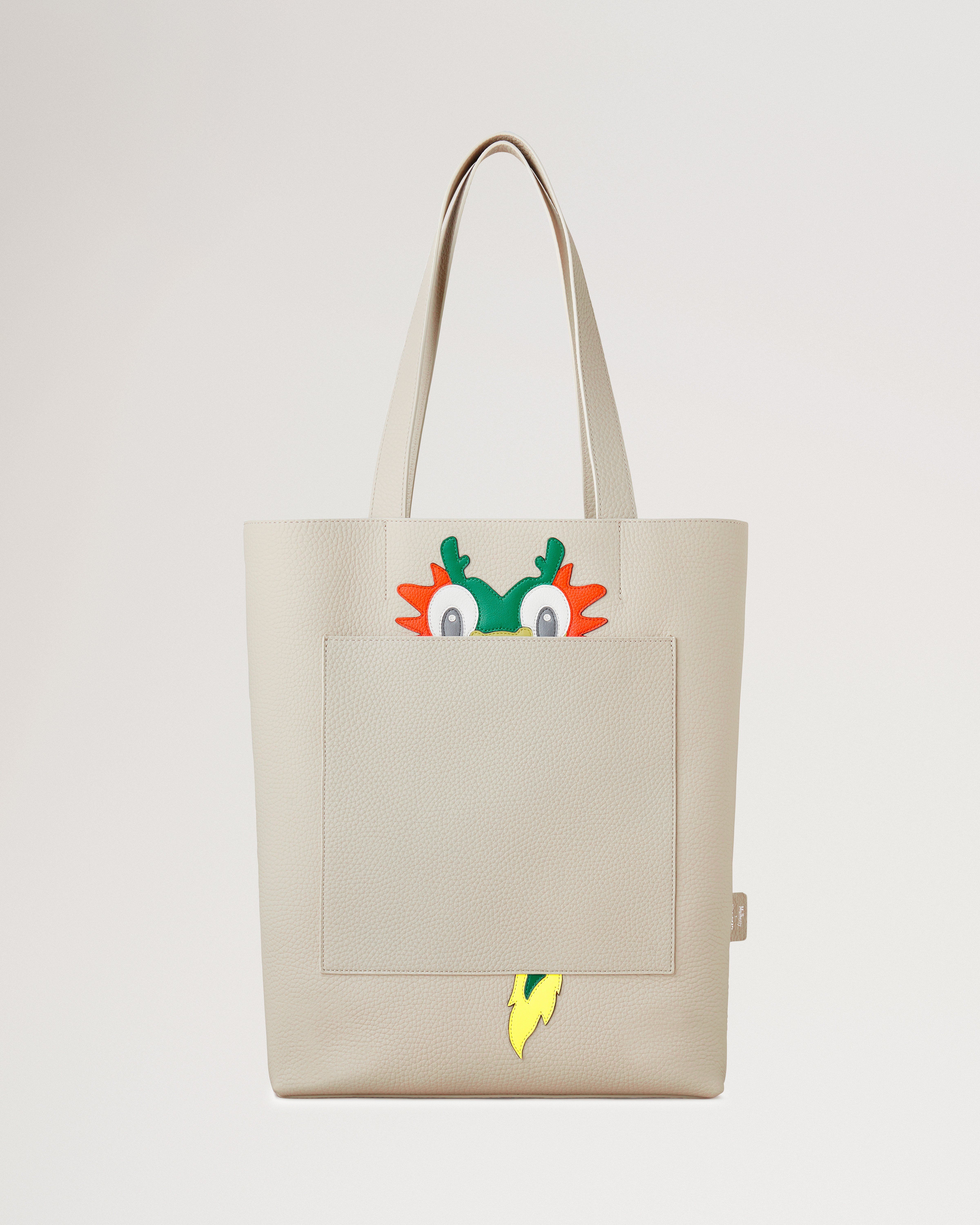 Mulberry x Mira Mikati Leather tote with dragon panel in chalk