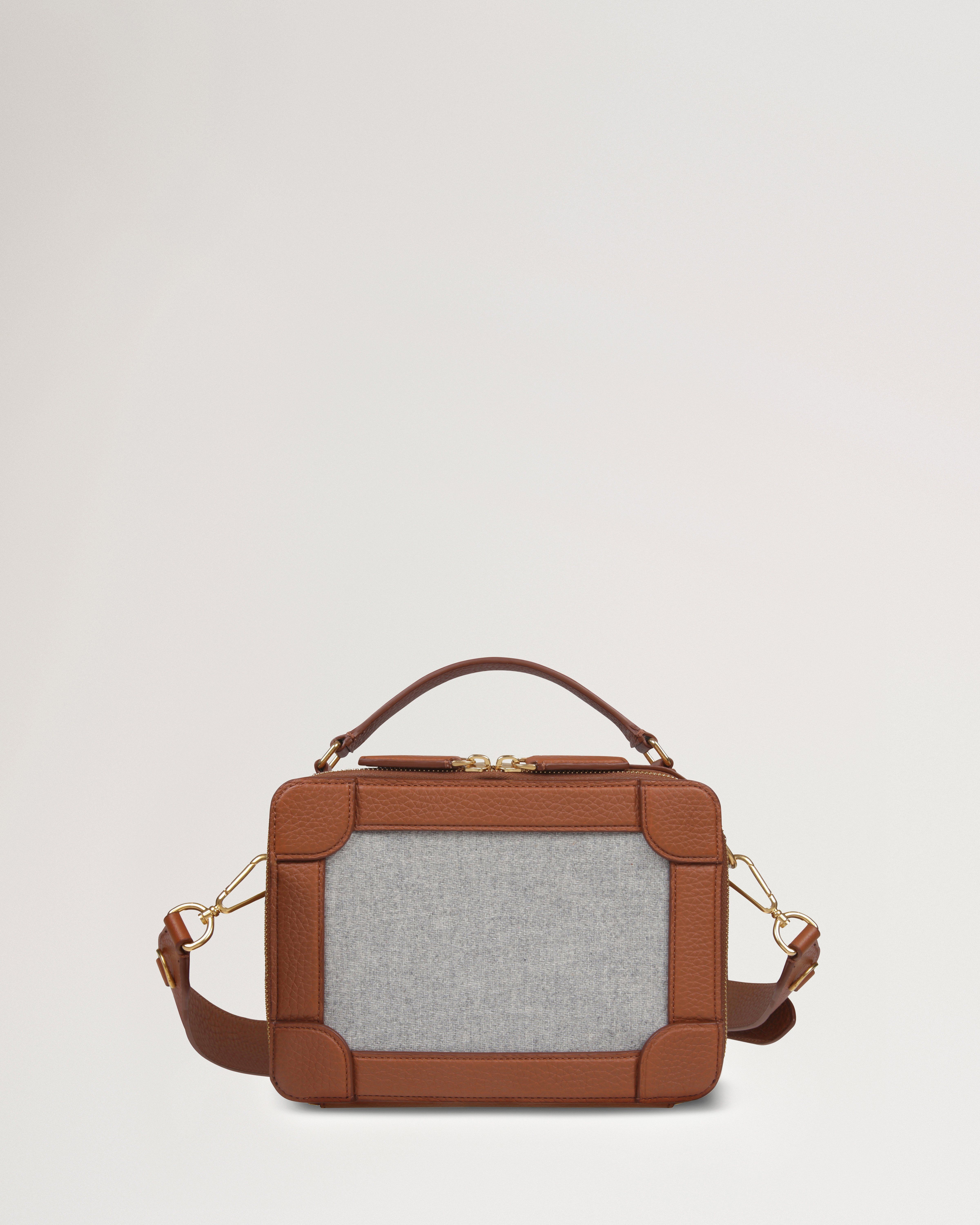 Mulberry x Eleventy Belgrave Kuriertasche in Kastanienbraun und Grau