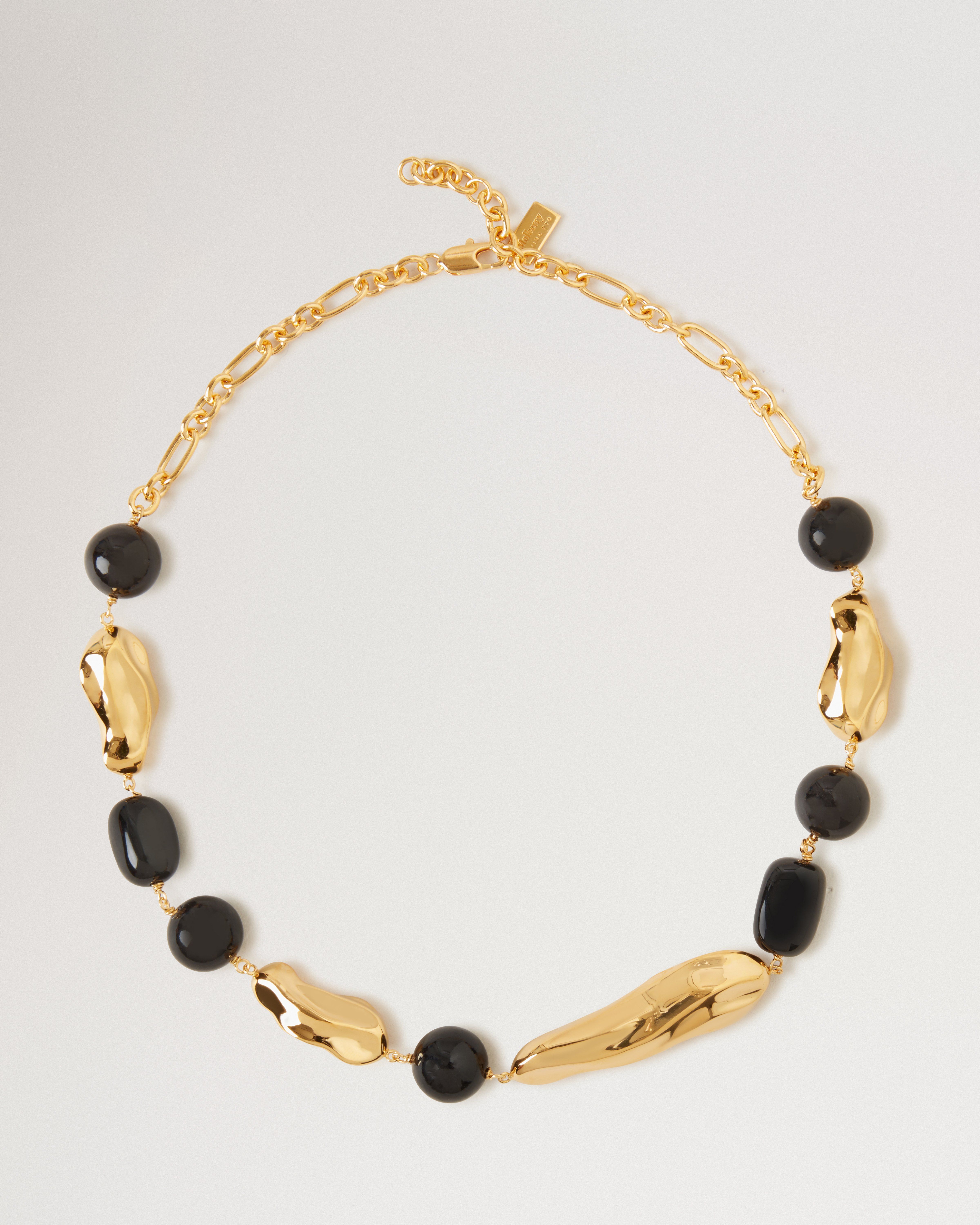 Mulberry x Rejina Pyo Textured Beaded Necklace in Gold & Brass