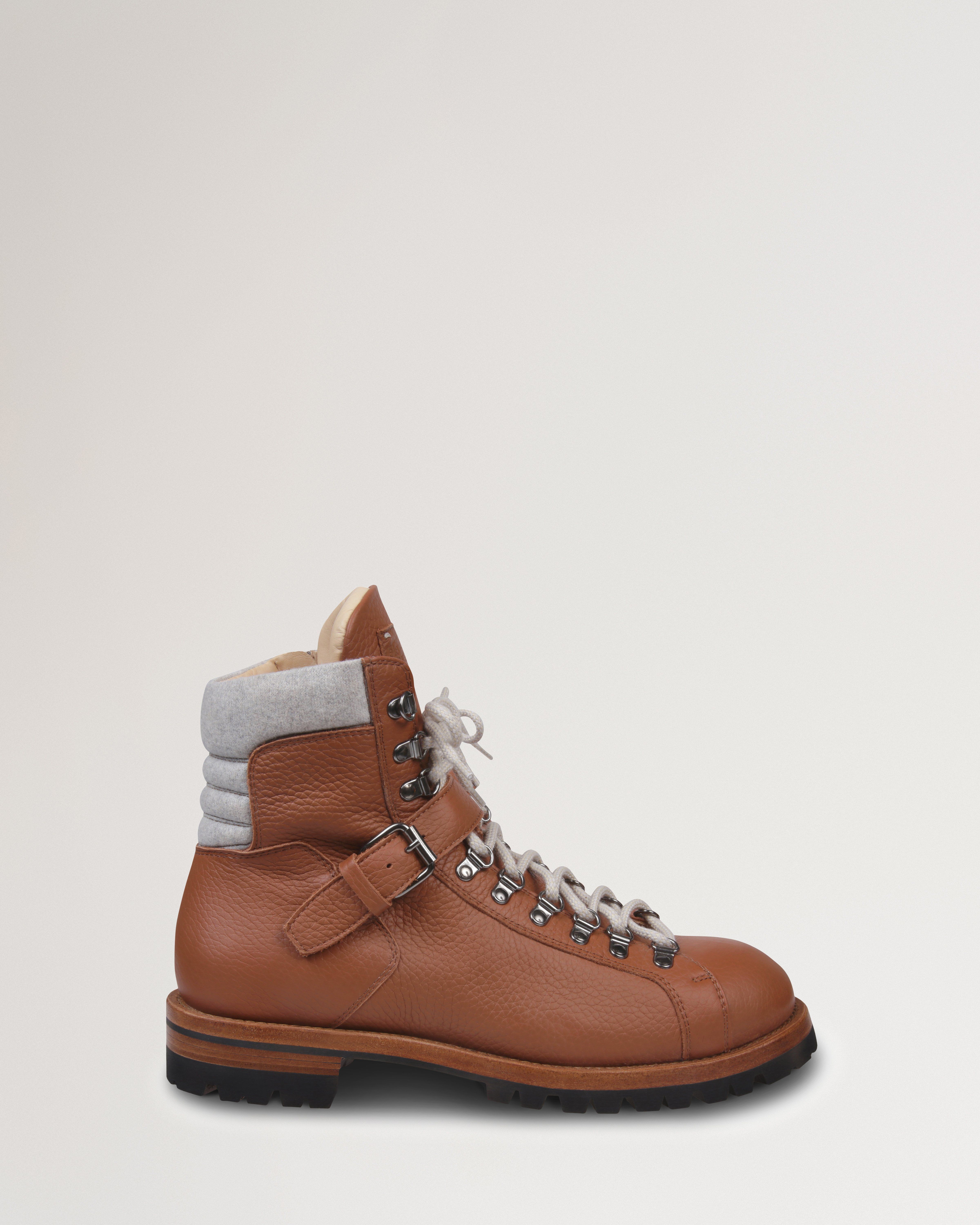 Mulberry x Eleventy Lug Sole Boots in Chestnut & Grey Melange