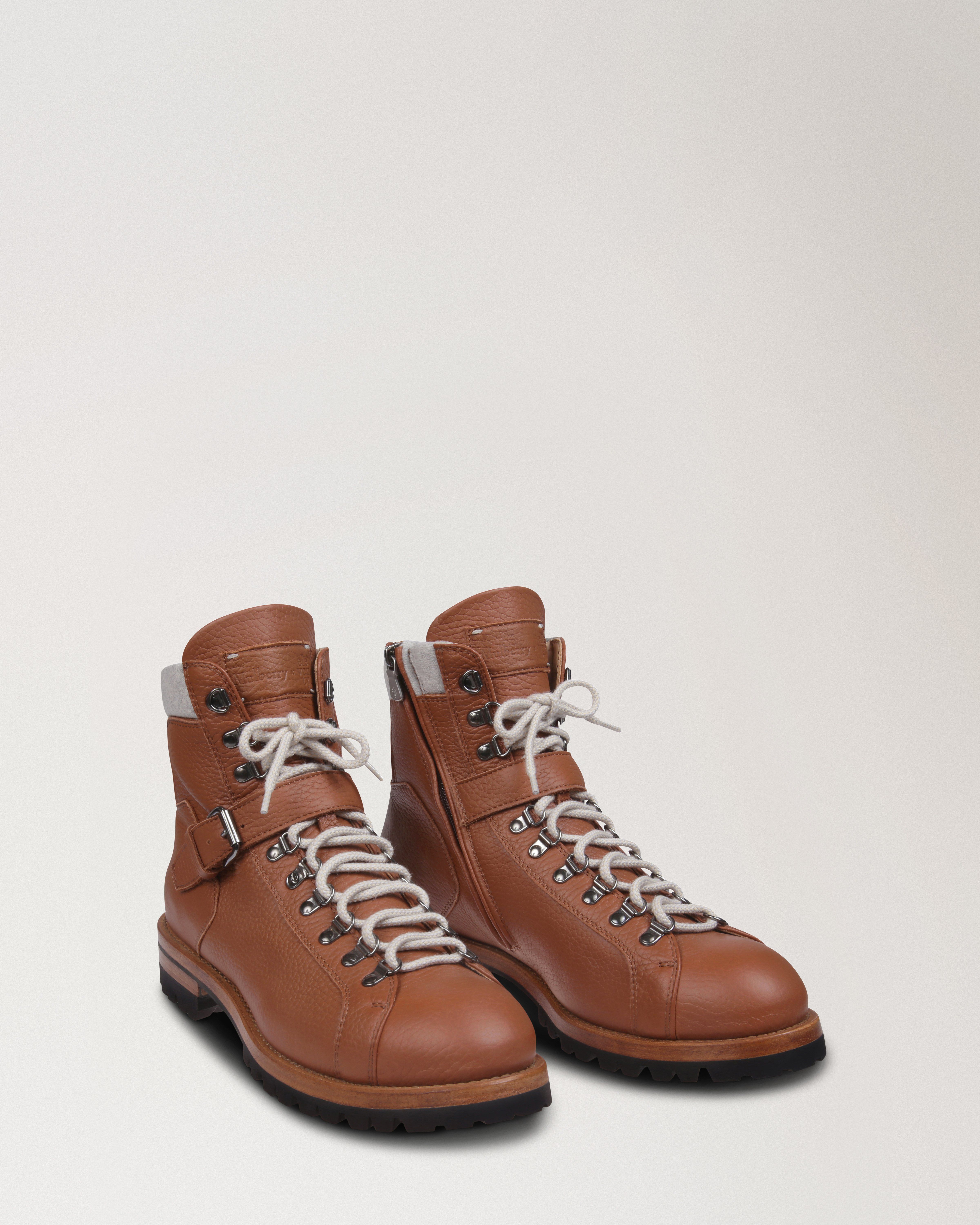 Mulberry x Eleventy Lug Sole Boots in Chestnut & Grey Melange