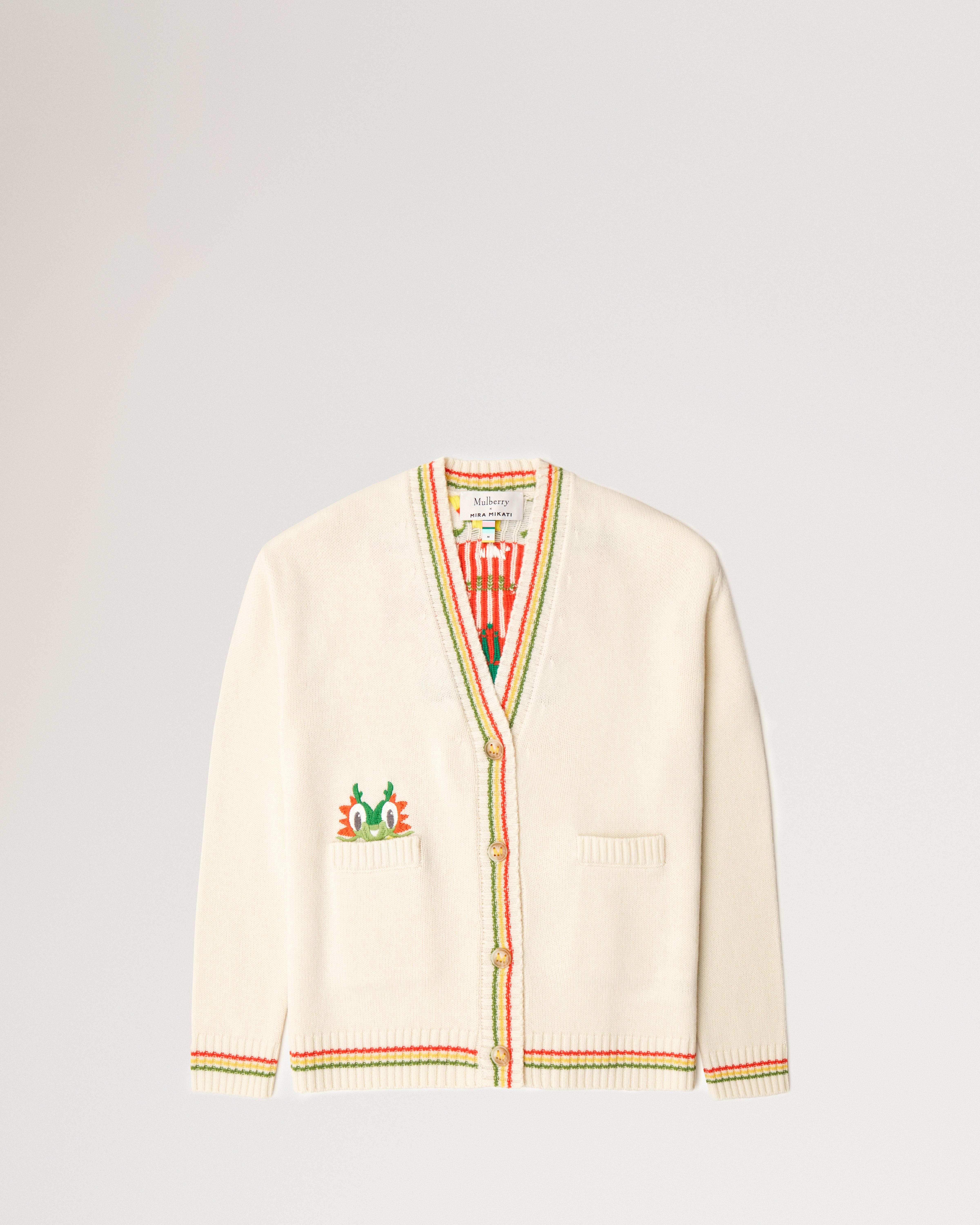 Mulberry x Mira Mikati embroidered dragon cardigan white