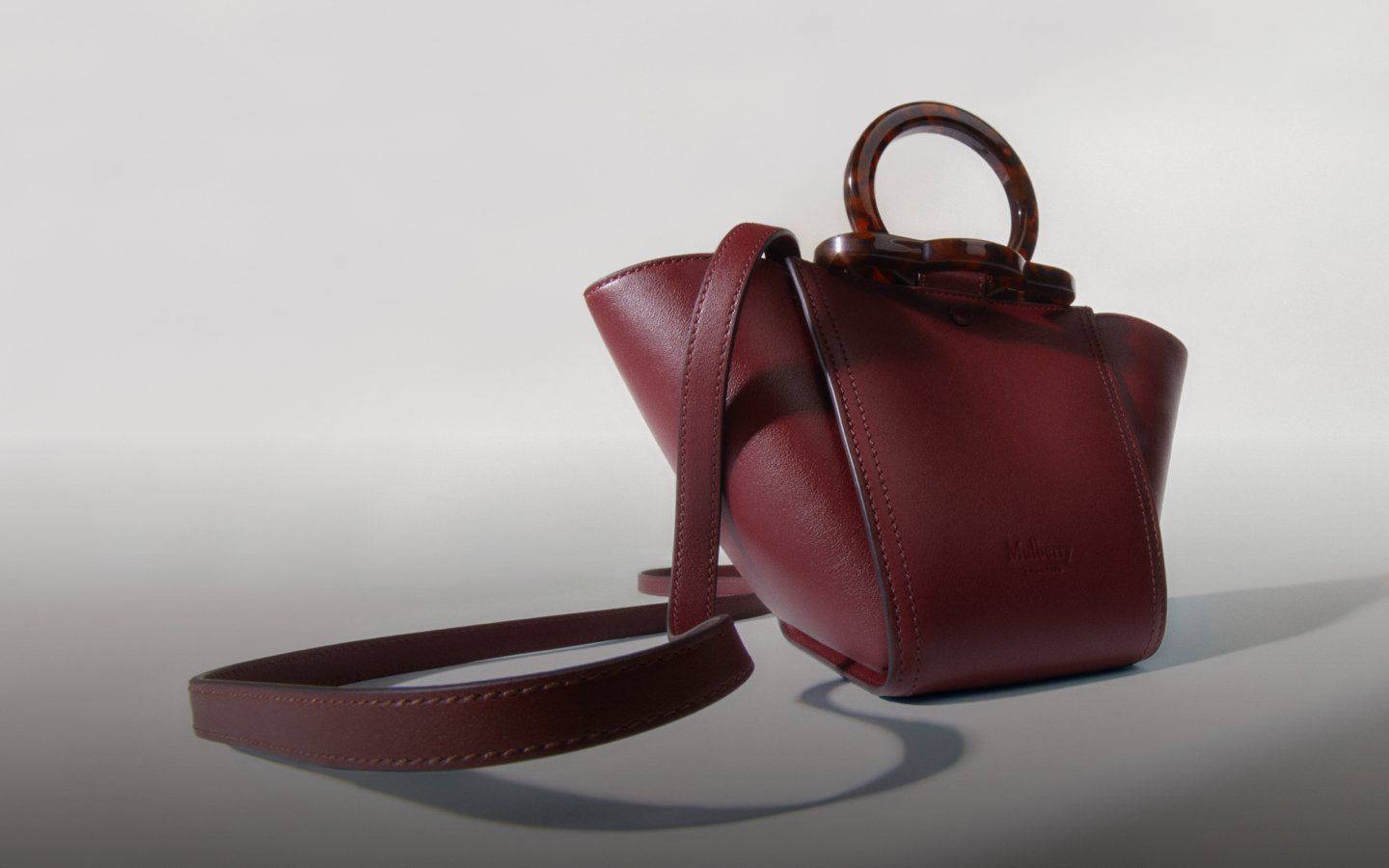 mulberry mini riders top handle bag in black cherry
