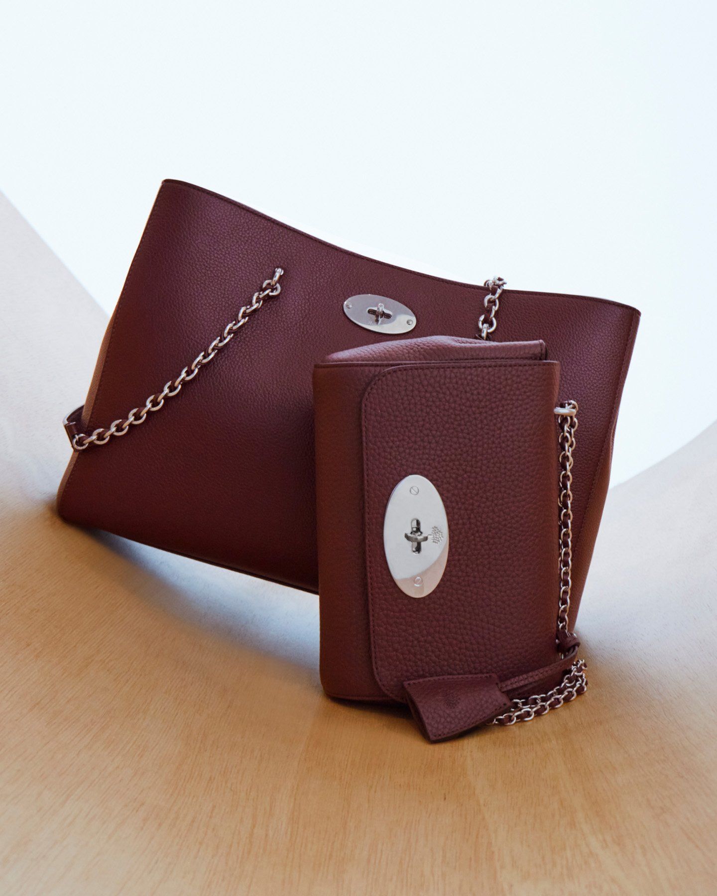 Mulberry Lily Chain Tote and Lily in Black Cherry