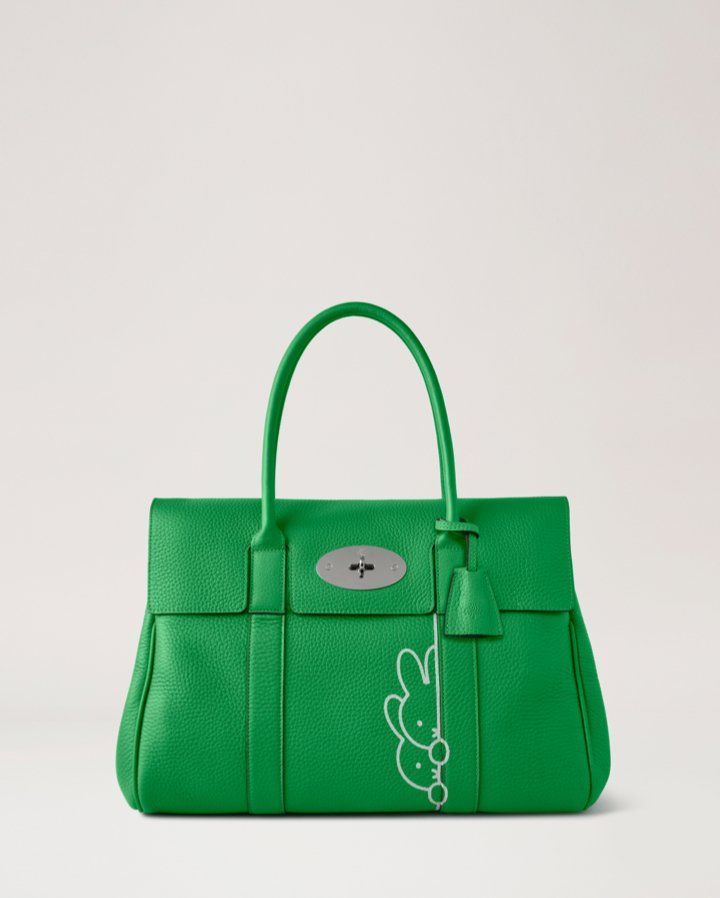 mulberry bayswater bag in green with miffy character print