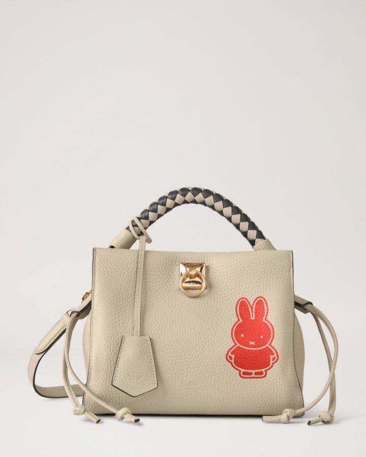 mulberry small iris bag in chalk with orange miffy character print