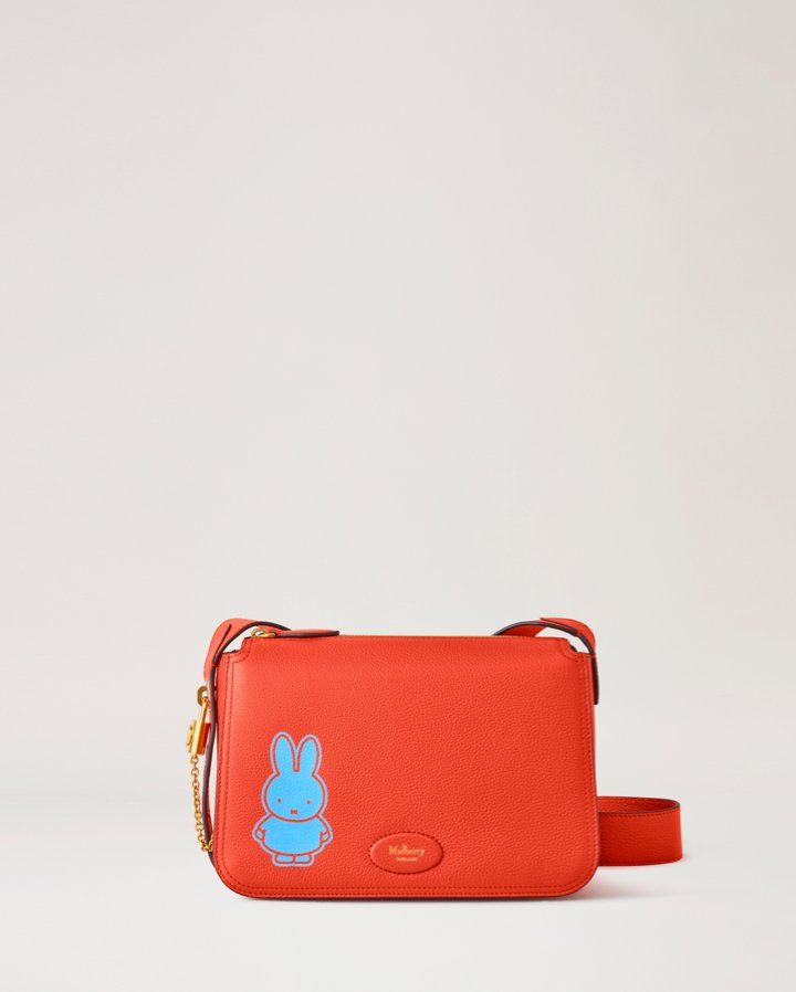 mulberry billie bag in orange with blue miffy character print