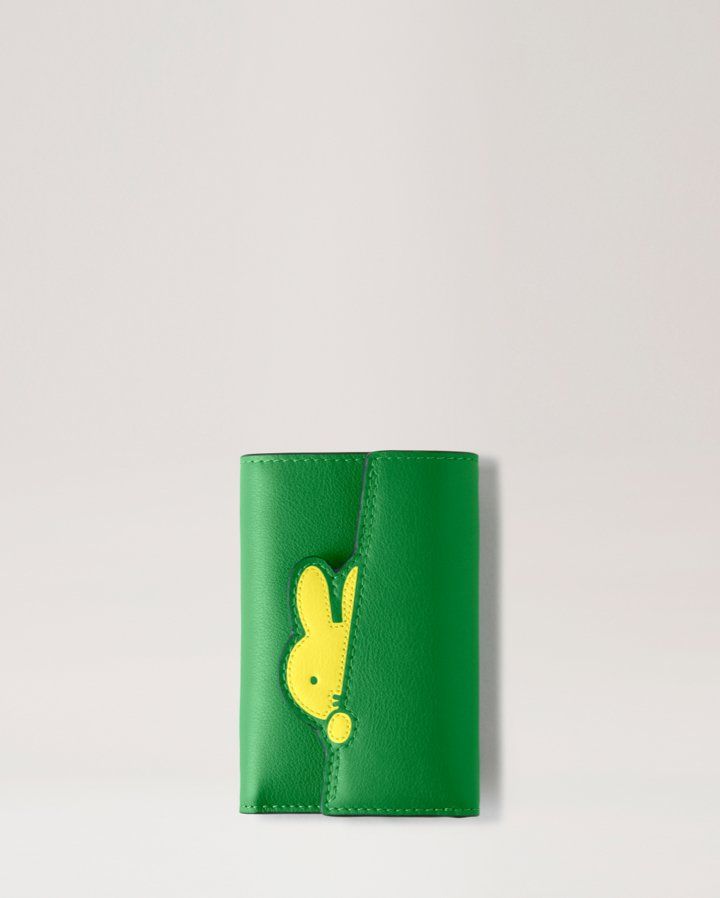 mulberry trifold wallet in green with yellow miffy character