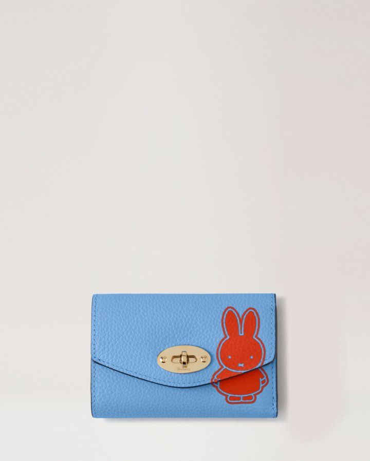 mulberry darley folded card wallet in blue with orange miffy character print