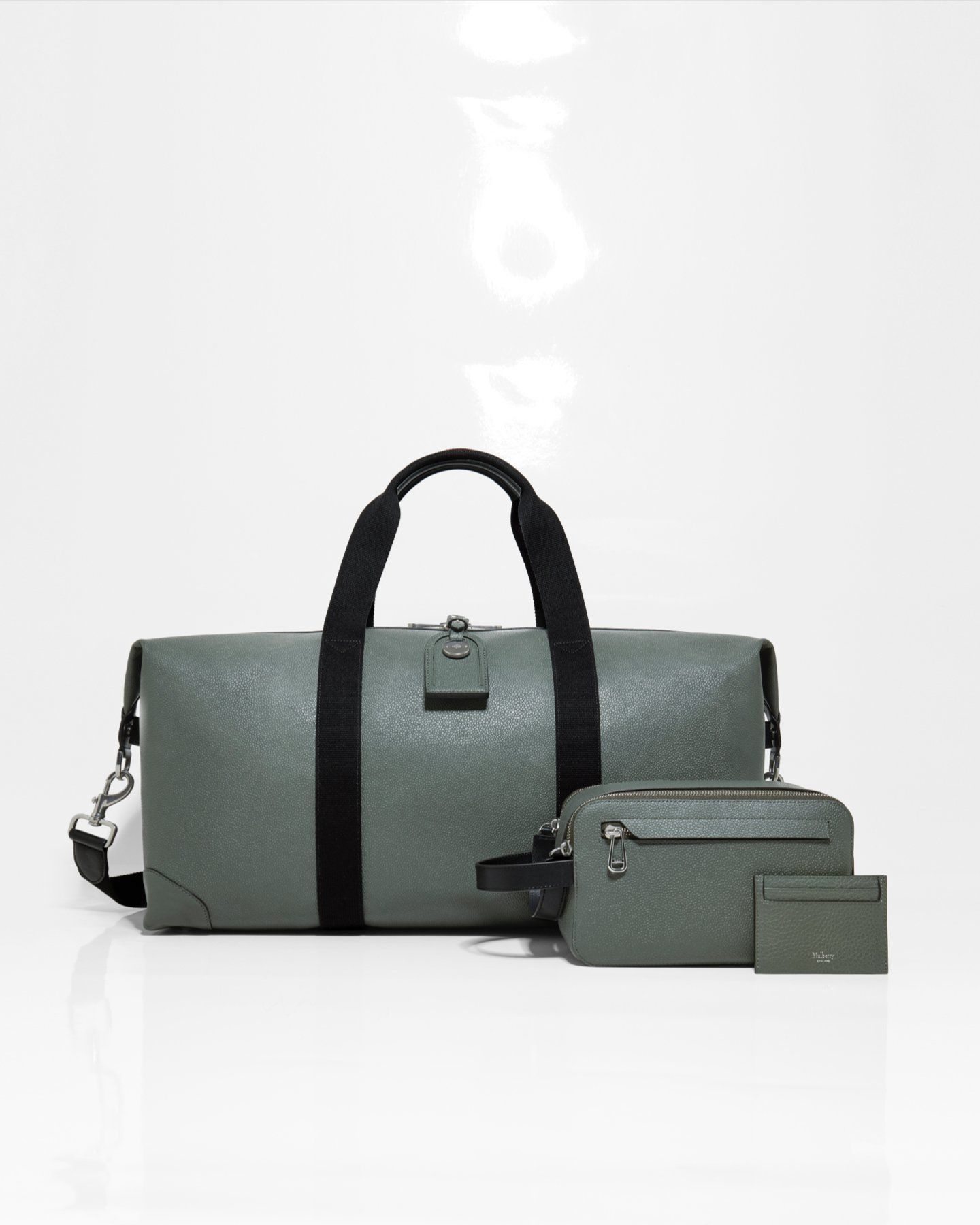 Mulberry Clipper travel bag, wash case and credit card slip in grey