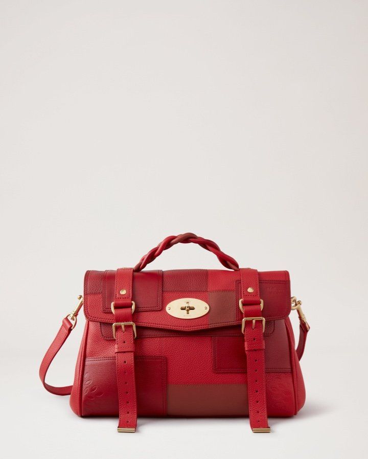 Mulberry Alexa bag in Crimson & Burgundy Leather Patchwork
