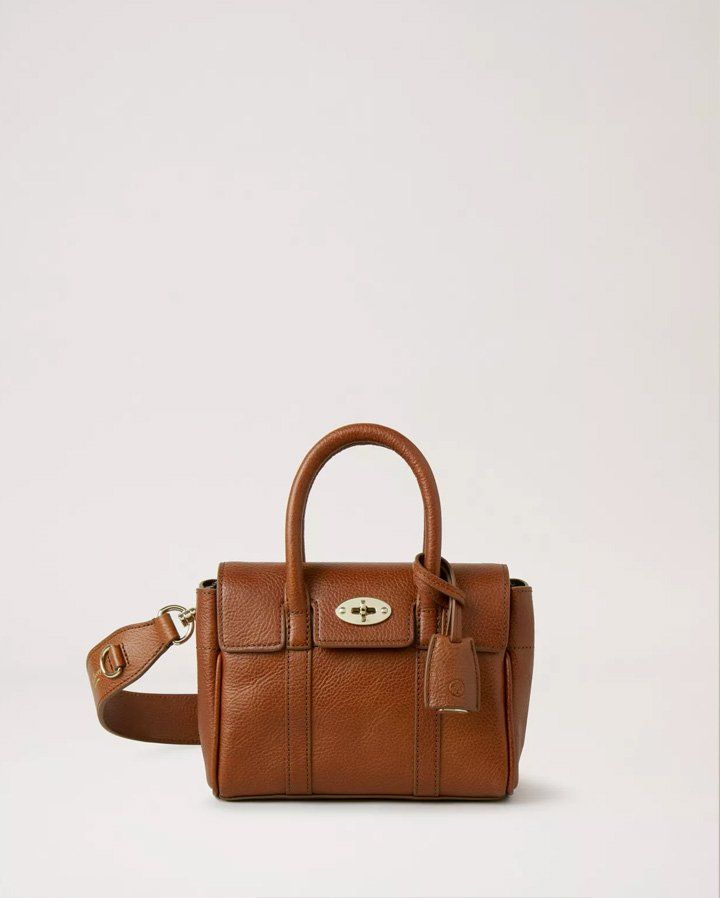 Mini Bayswater bag in Oak Natural Vegetable Tanned leather