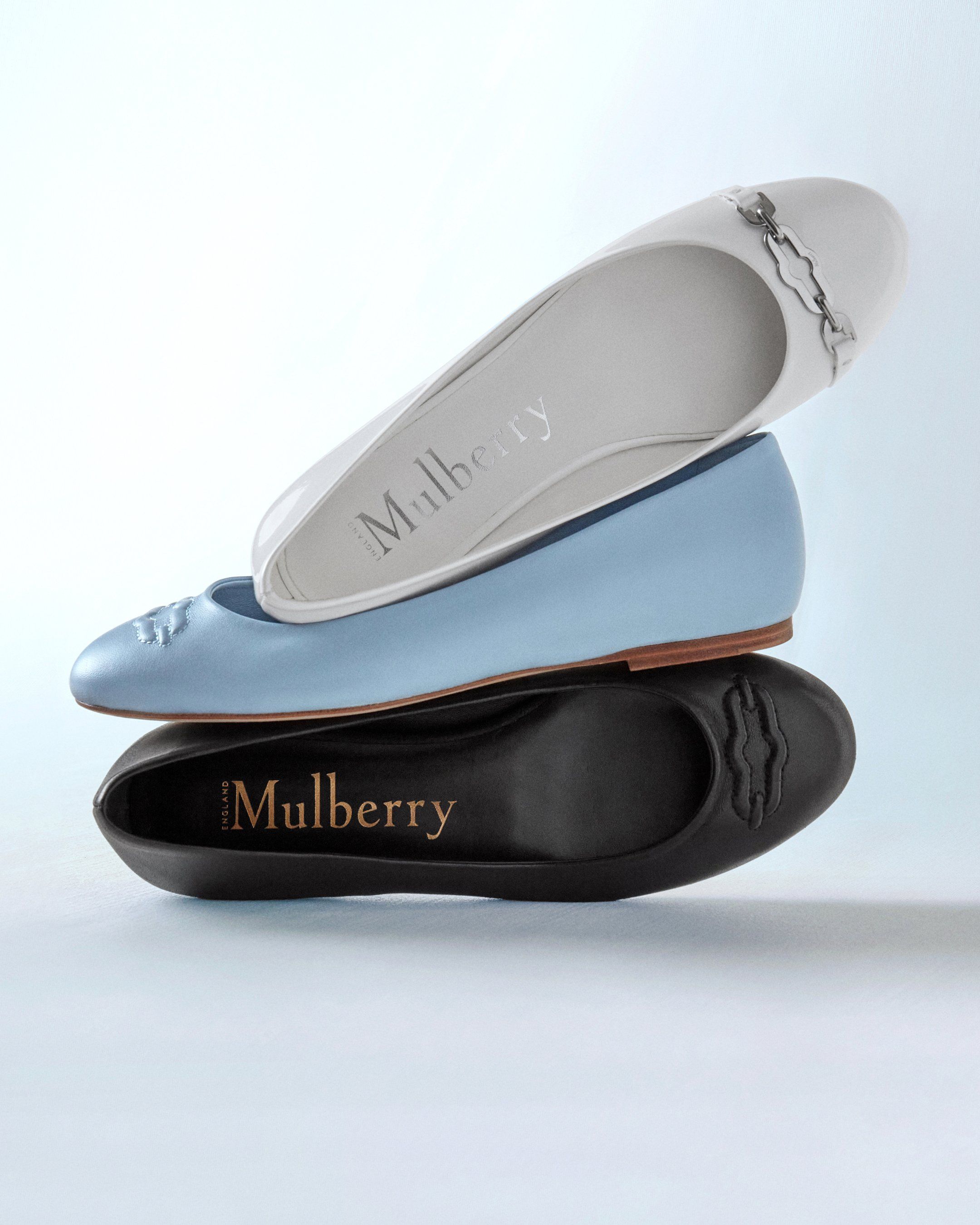 Mulberry Pimlico Ballet flat shoes in White, Poplin Blue and Black