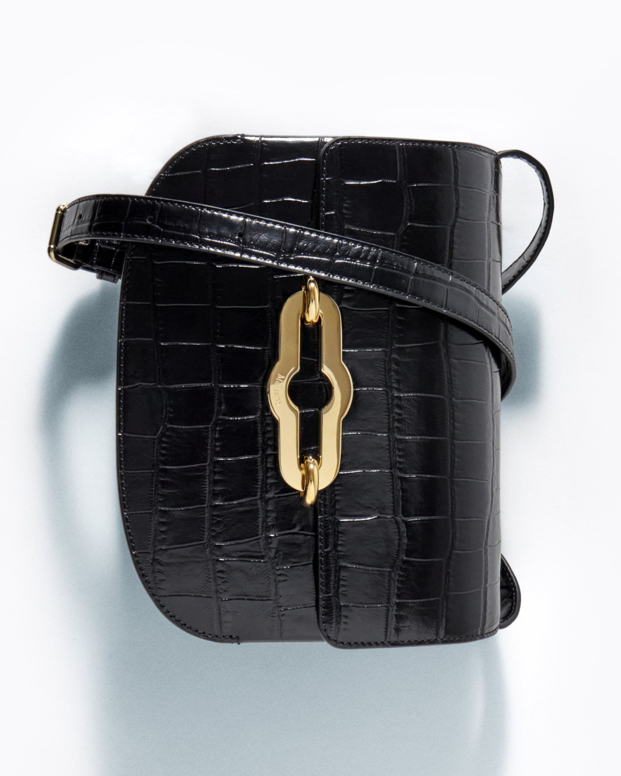 Mulberry Pimlico satchel bag in black leather with croc print