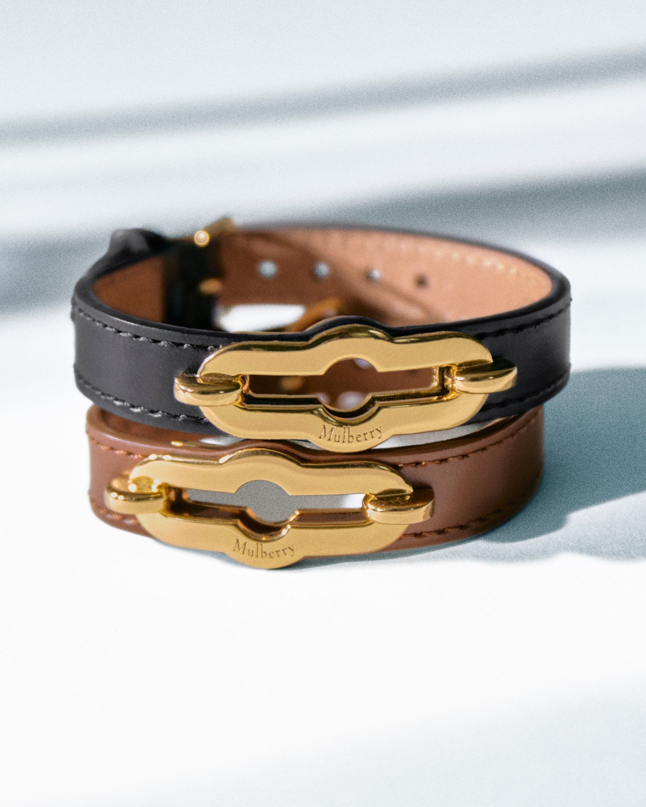 Mulberry Pimlico leather bracelets in Black and Oak