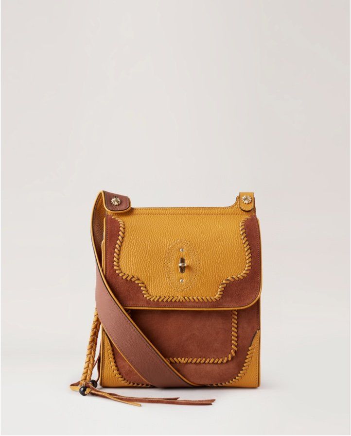 Antony bag in Mustard & Light Brown Leather & Suede