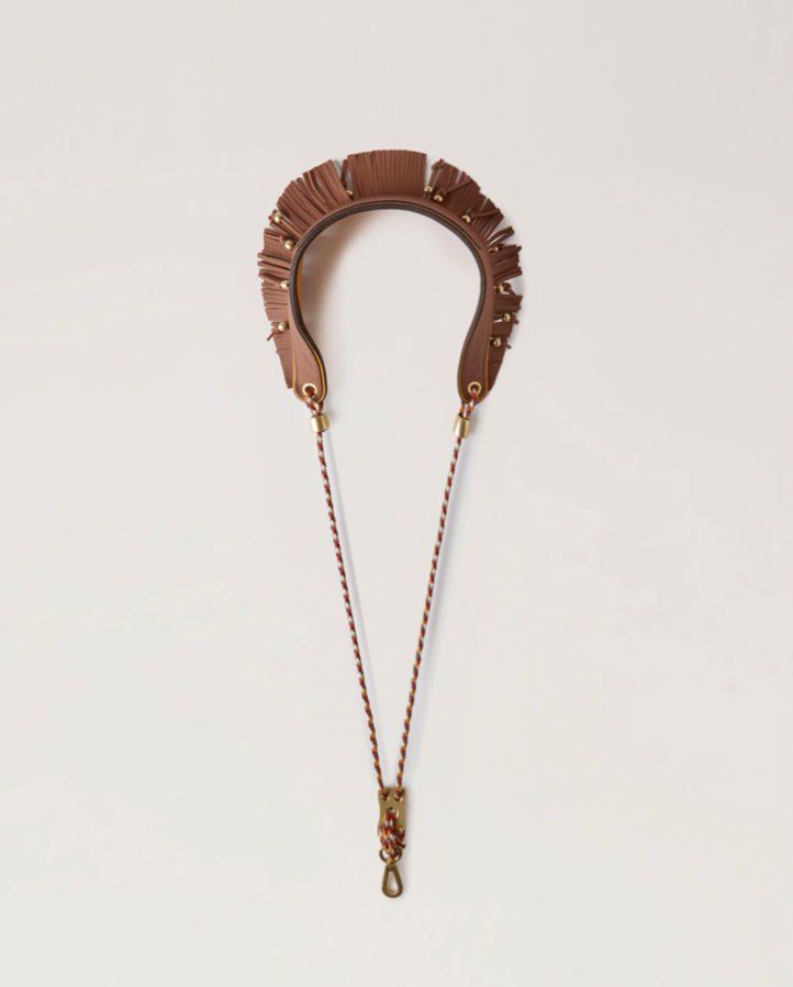 Saxophone Strap in Almond Leather & Suede