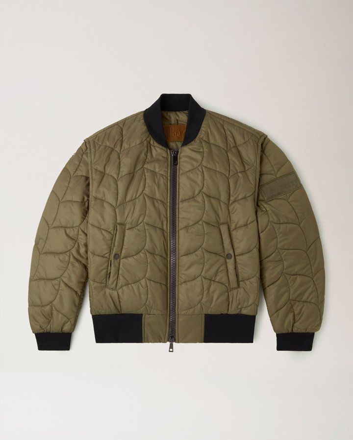 Softie Quilted Bomber in Khaki Recycled Nylon