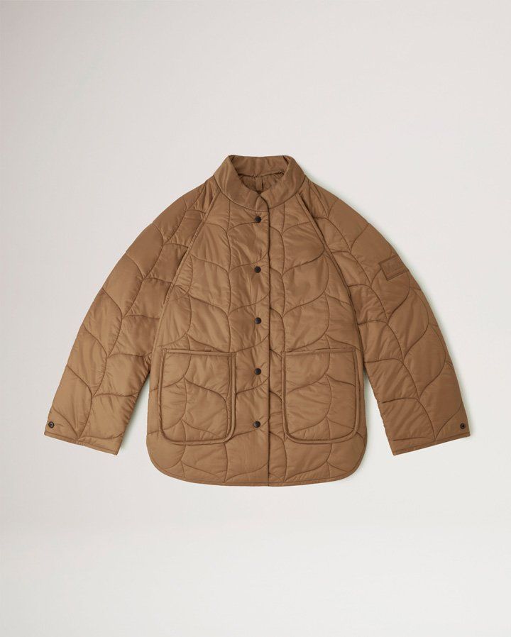 Softie Quilted Shell Jacket in Tobacco Brown Recycled Nylon