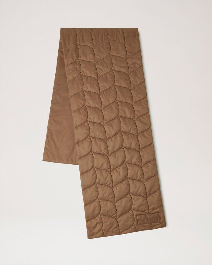 Softie Quilted Nylon Scarf in Tobacco Brown Recycled Nylon