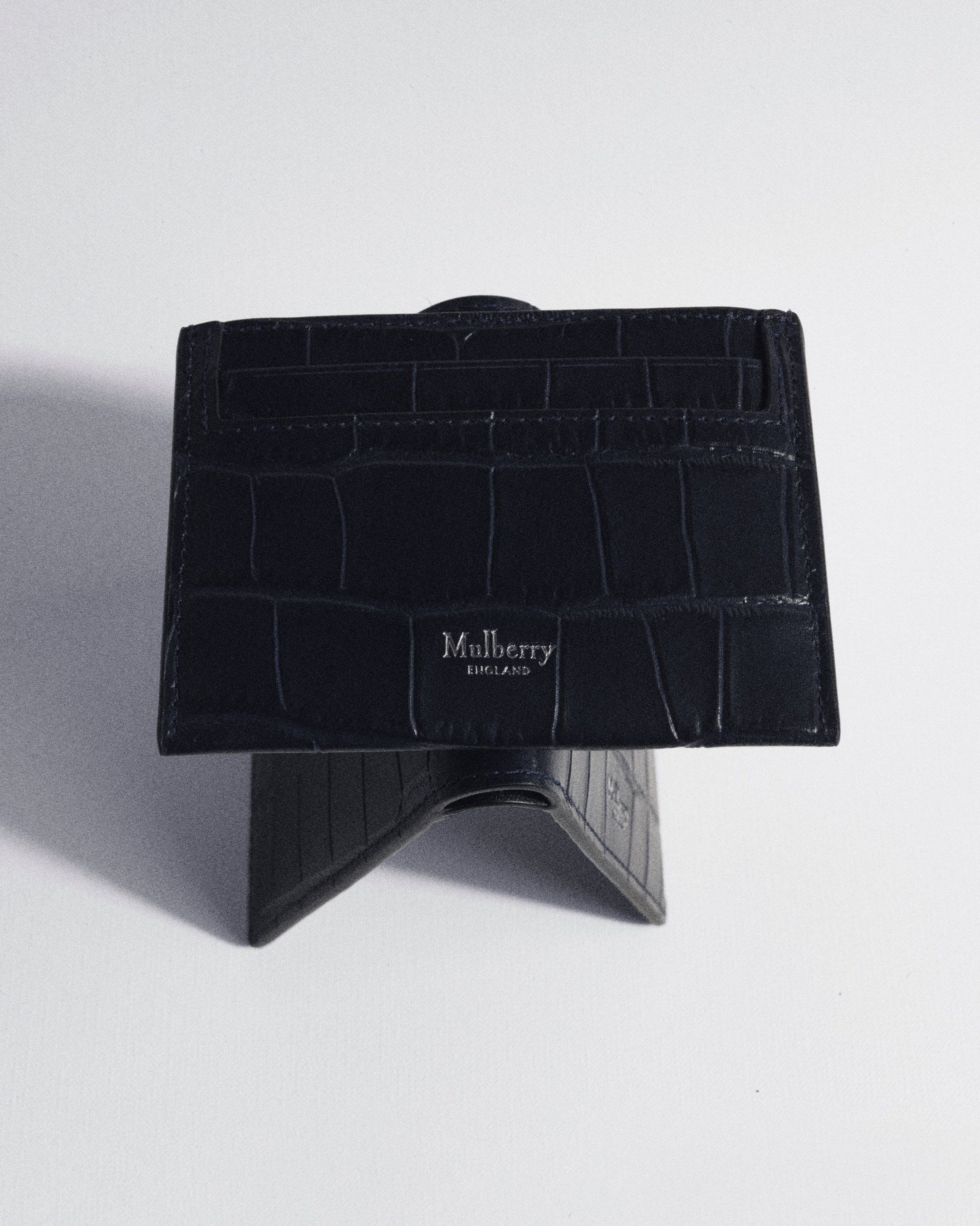 Mulberry Credit Card Slips in navy croc print leather