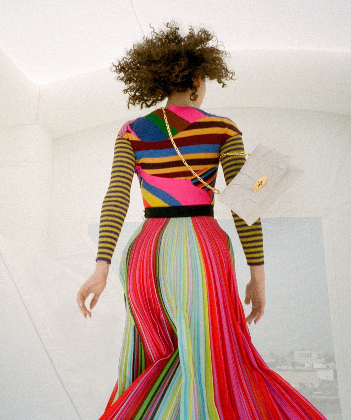 Woman in colourful dress