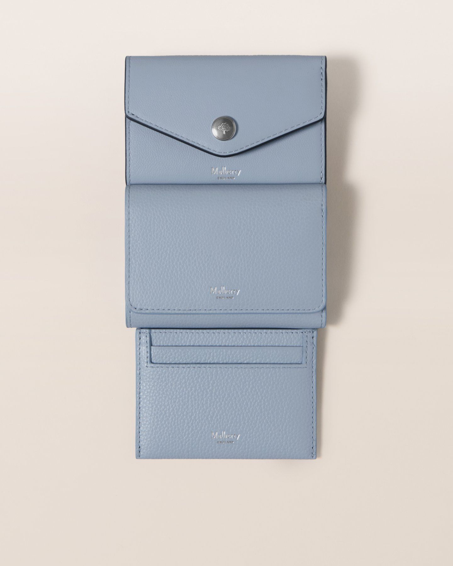 Mulberry wallets and credit card holder in light blue leather