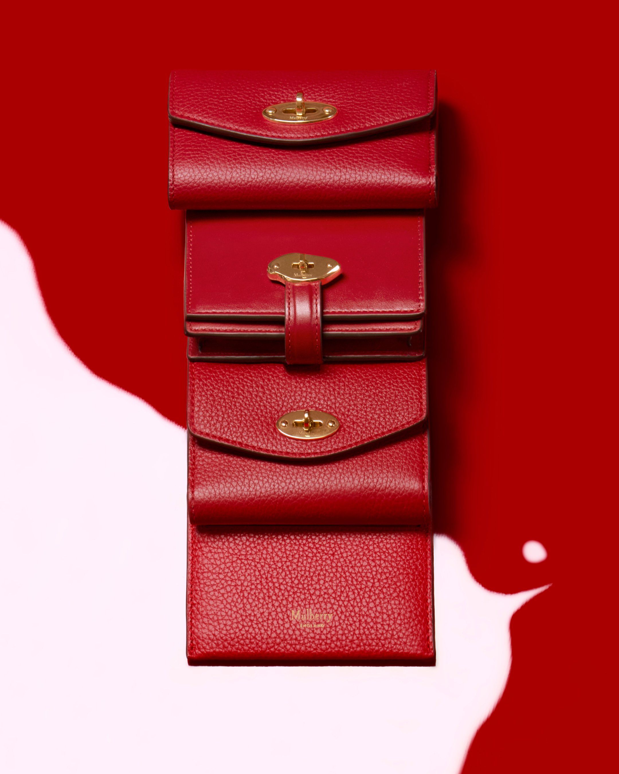 Mulberry group of small leather goods in scarlet red