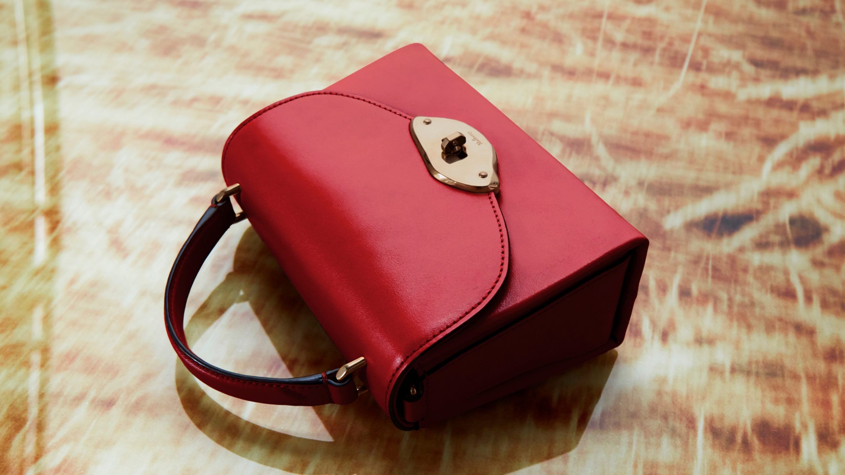 Mulberry Small Lana Top Handle Bag in red leather