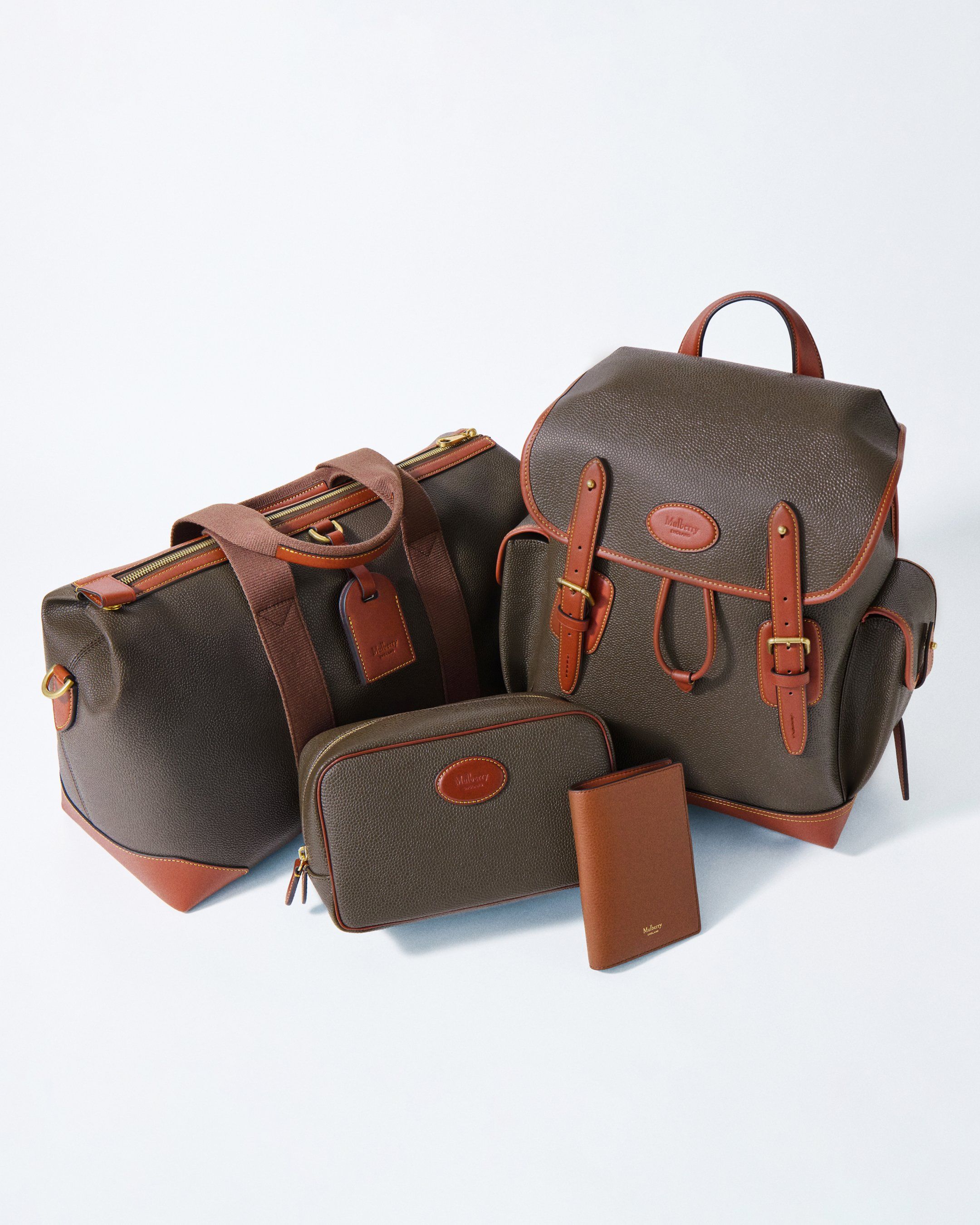 Mulberry scotchgrain backpack, holdall and wash case