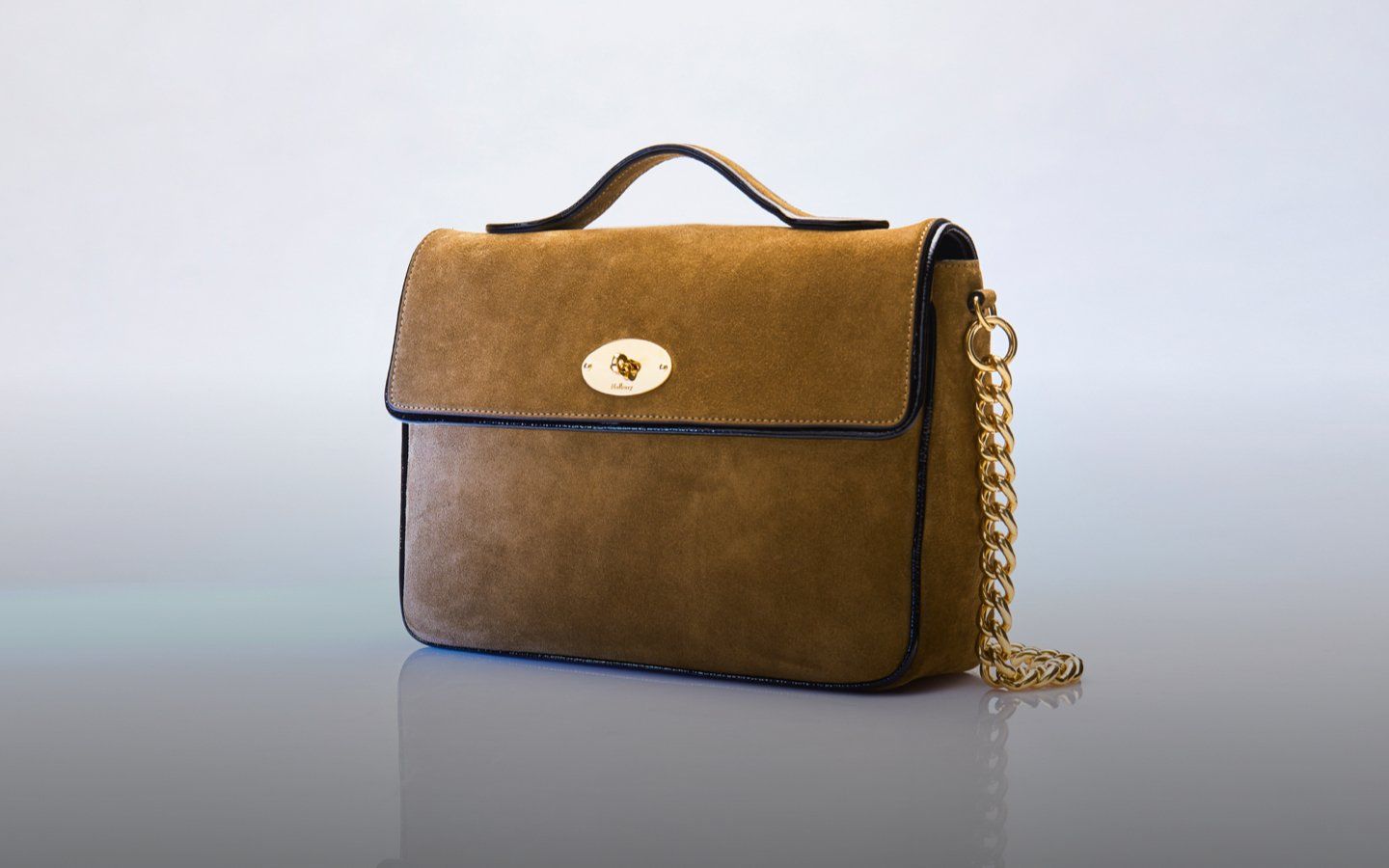 Brown suede bag with chain