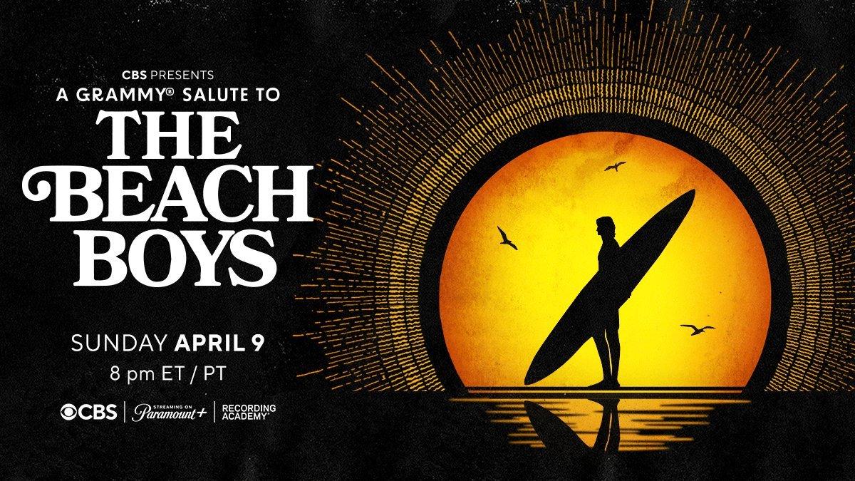 Graphic feature artwork for "A GRAMMY Salute To The Beach Boys" tribute special, presented by the Recording Academy and CBS