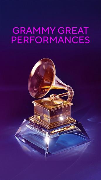 Artwork for the Recording Academy's GRAMMY Great Performances video series. The image shows a gold GRAMMY Award statue with a metallic-silver base on top of a fuchsia background.