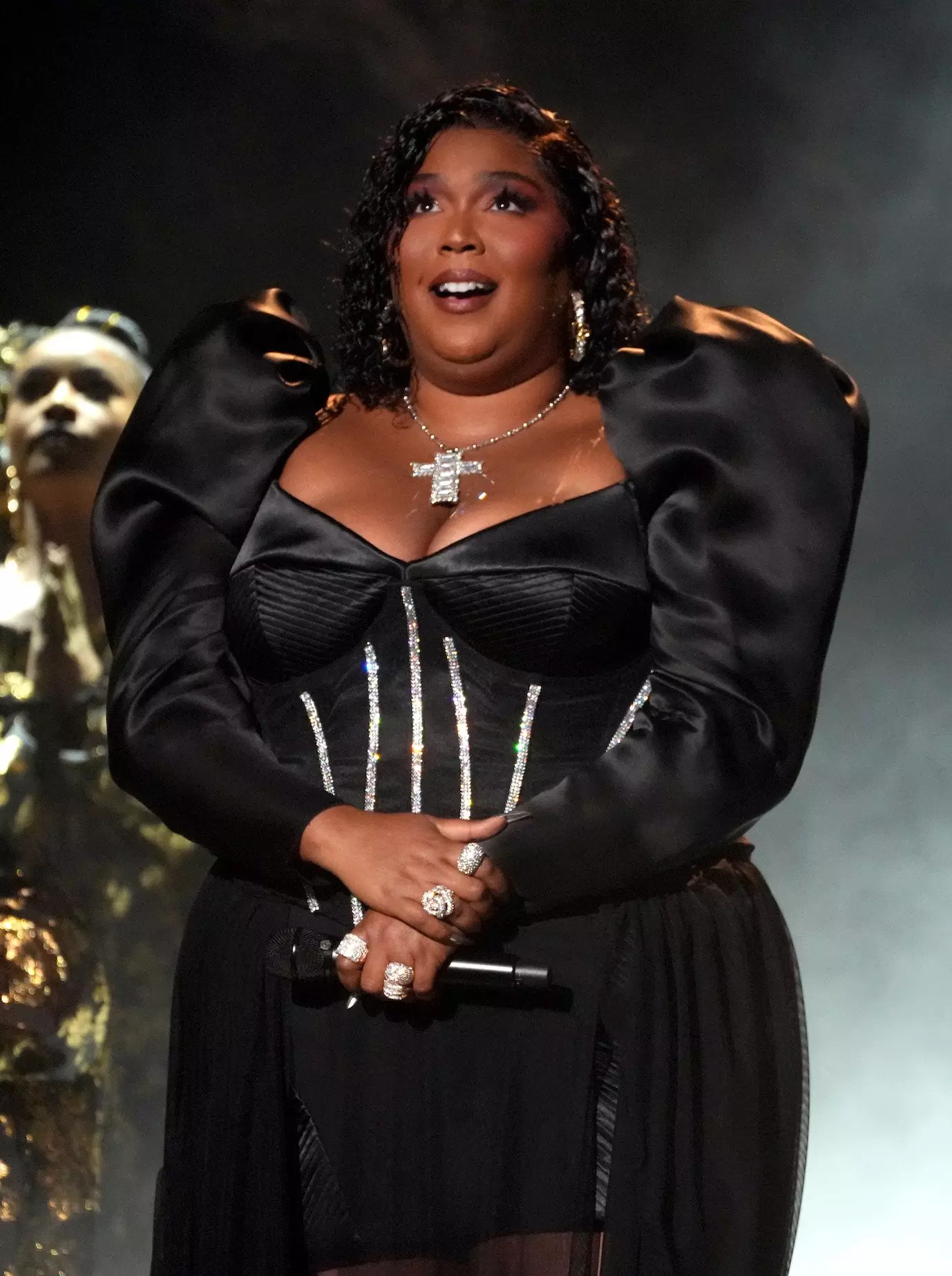 Lizzo performing at the 65th GRAMMY Awards