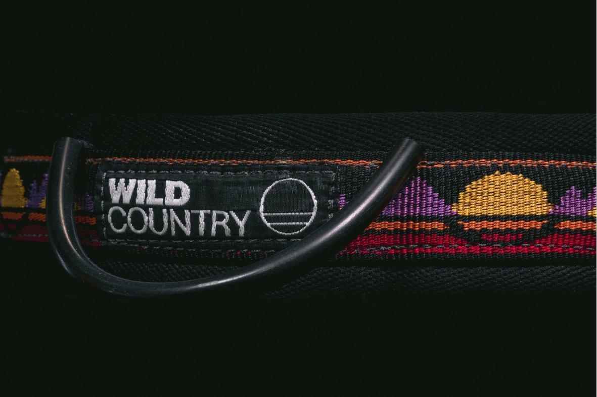 Wild Country historical logo on a harness