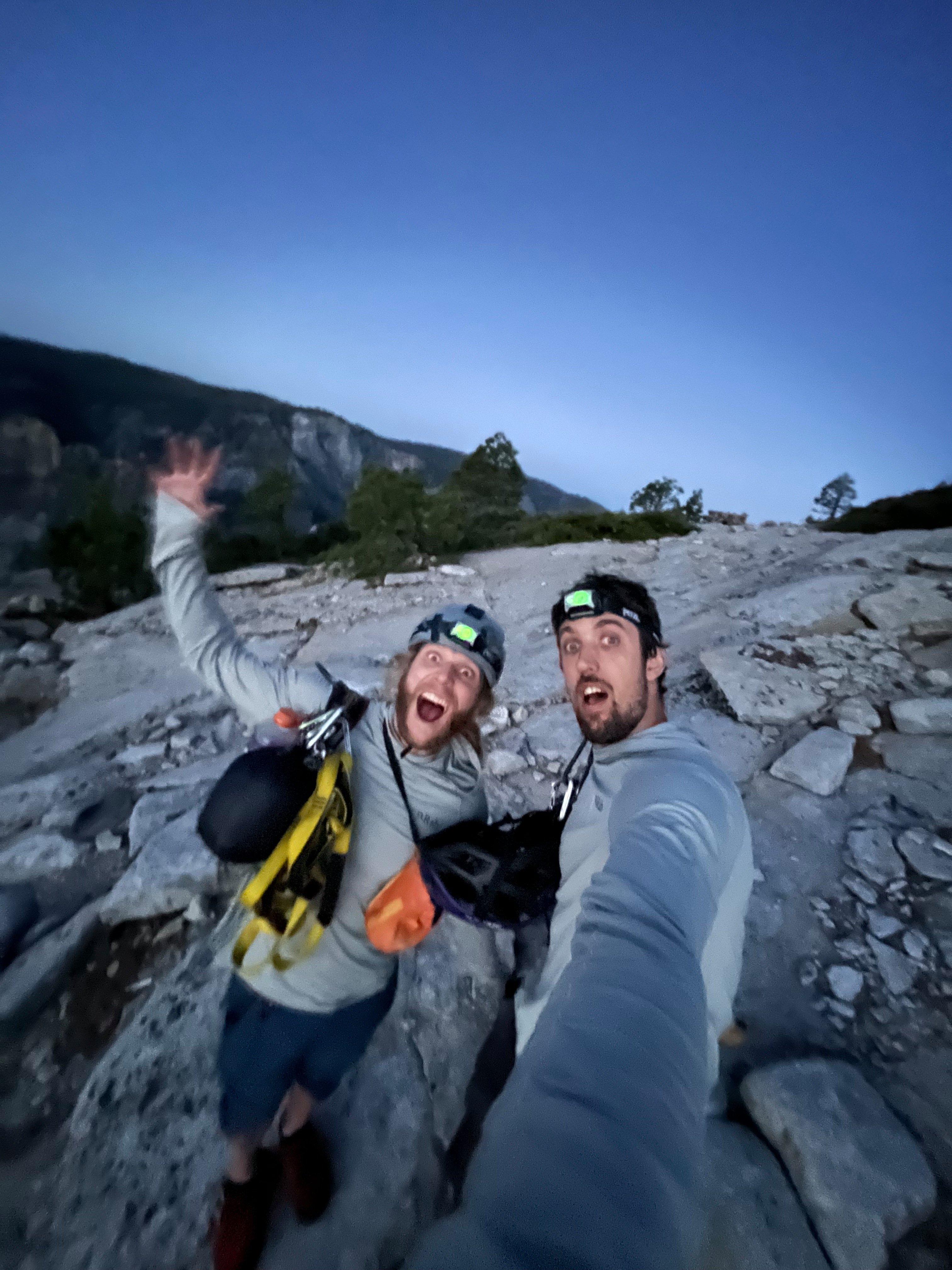 Strung out on the top of the Nose at around 5am